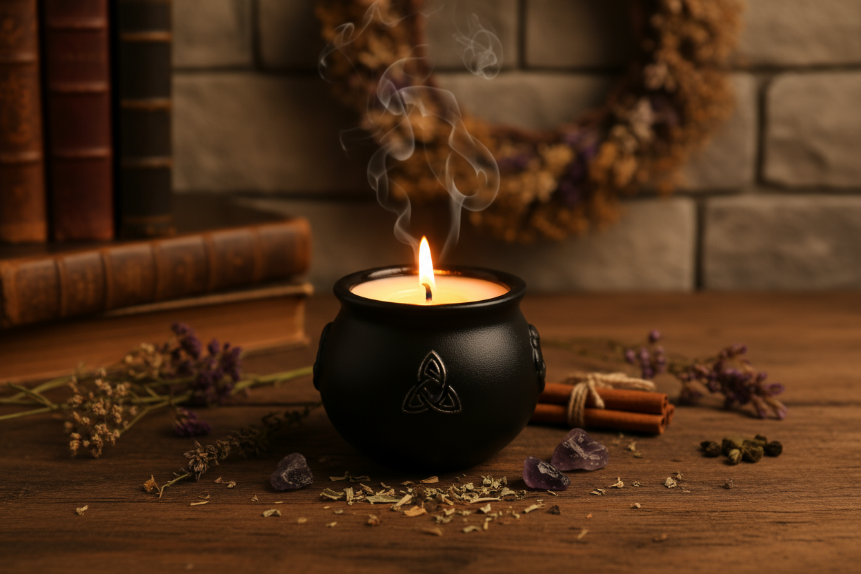 bougie dans tasse chaudron