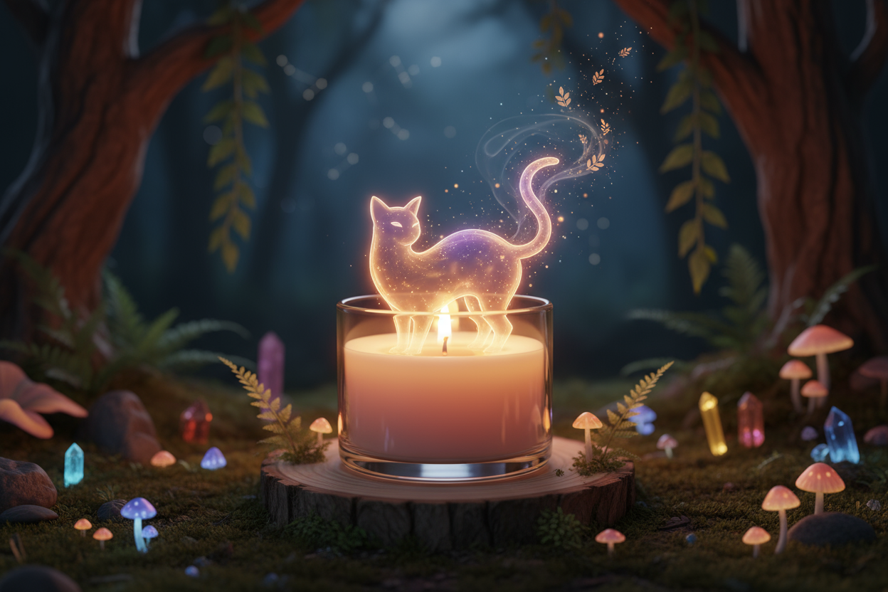 chat mystique fondant parfumé bougie